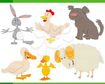 Cartoon Illustration of Funny Farm Animal Characters Collection