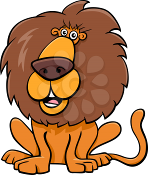 Cartoon Illustration of Funny Lion Wild Cat Animal Character