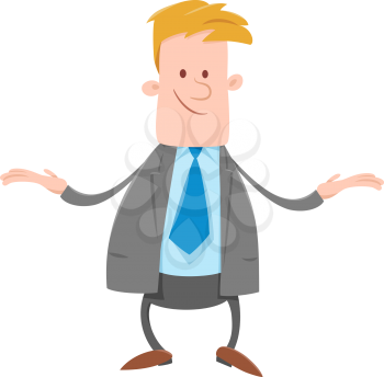Cartoon Illustration of Businessman or Man in Suit Comic Character