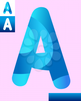 Cartoon Illustration of Capital Letter A Modern Alphabet Design
