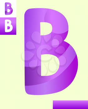 Cartoon Illustration of Capital Letter B Modern Alphabet Design