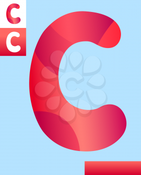 Cartoon Illustration of Capital Letter C Modern Alphabet Design