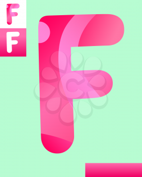 Cartoon Illustration of Capital Letter F Modern Alphabet Design
