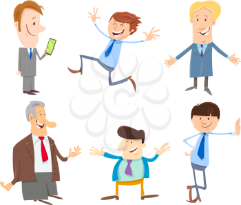 Cartoon Illustration of Businessmen or Managers People Characters at Work