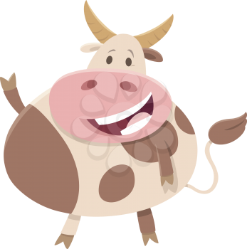 Cartoon illustration of funny bull farm animal character