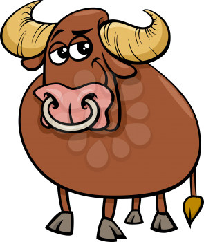 Cartoon Illustration of Funny Bull Farm Animal Comic Character
