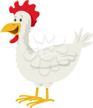 Cartoon illustration of chicken or hen farm bird animal character