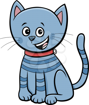 Cartoon Illustration of Cute Cat or Kitten Comic Animal Character