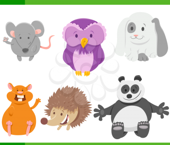 Cartoon Illustration of Wild Animal Characters Collection Set