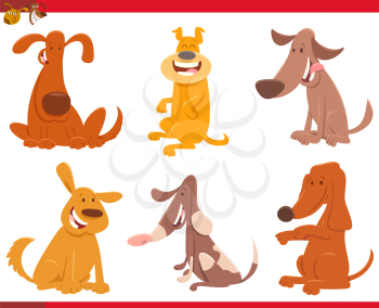 Cartoon Illustration of Dogs or Puppies Domestic Animal Characters Set