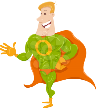 Cartoon Illustration of Funny Superhero Fantasy Character or Man in Costume