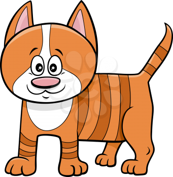 Cartoon Illustration of Cute Red Kitten Comic Animal Character