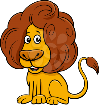 Cartoon Illustration of Funny Lion Wild Cat Comic Animal Character