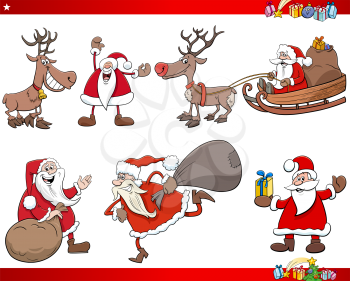 Cartoon Illustration of Santa Claus Christmas Holidays Characters Set