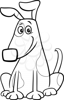 Black and White Cartoon Illustration of Funny Spotted Dog Comic Animal Character Coloring Book Page