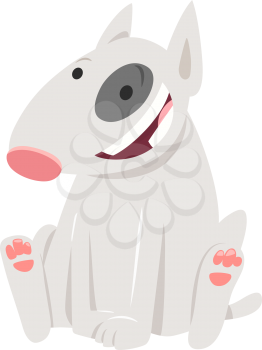 Cartoon Illustration of Happy White Bull Terrier Dog Animal Character