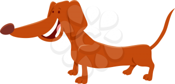 Cartoon Illustration of Happy Brown Dachshund Dog Animal Character