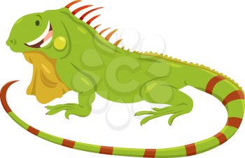 Cartoon Illustration of Cute Green Iguana Animal Character