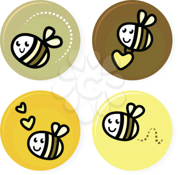 Royalty Free Clipart Image of a Set of Bees