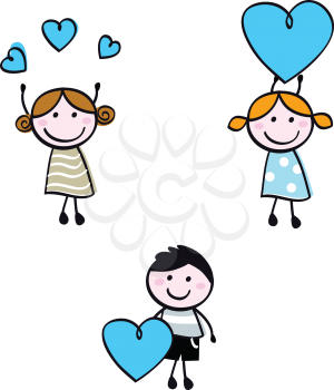 Royalty Free Clipart Image of Children With Hearts