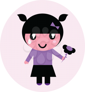 Royalty Free Clipart Image of a Child With a Flower