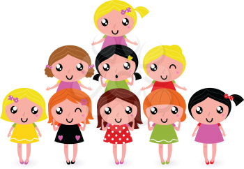 Royalty Free Clipart Image of a Girl Pyramid