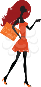 Royalty Free Clipart Image of a Woman Shopping