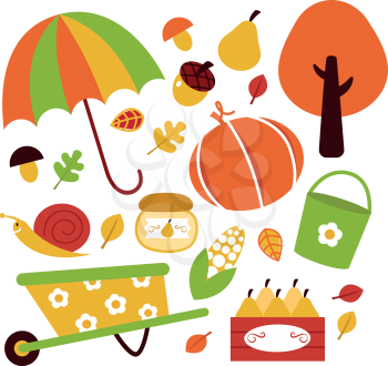 Autumn garden set. Vector illustration
