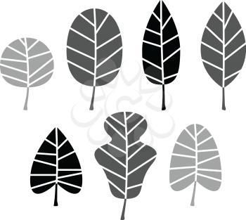 Collection of black Leaves silhouette. Vector set