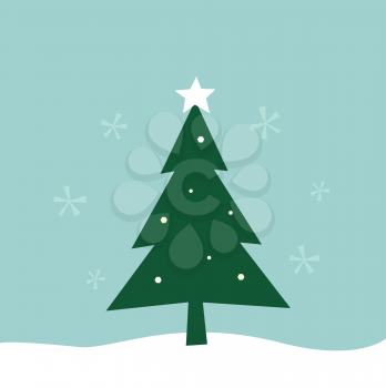 Merry Christmas greeting. Vector Tree Illustration