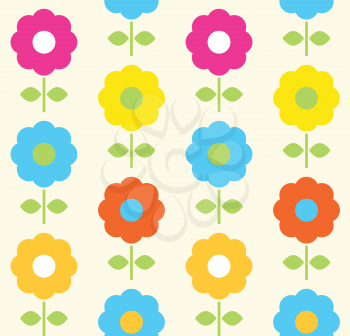 Floral seamless pattern with colorful flowers. Vector