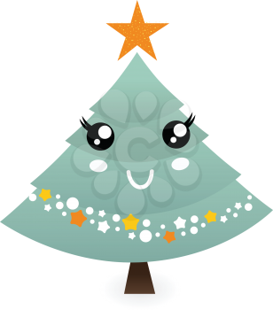 Stylized christmas tree character. Vector 