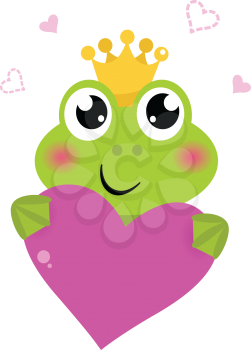 Funny frog for Valentine's Day. Vector cartoon Illustration