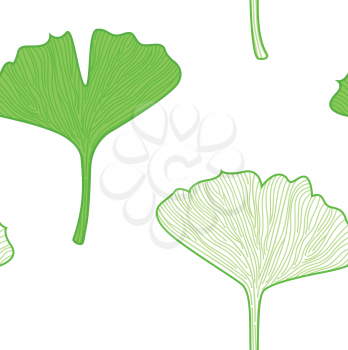 Seamless Gingko biloba leaves. Vector background