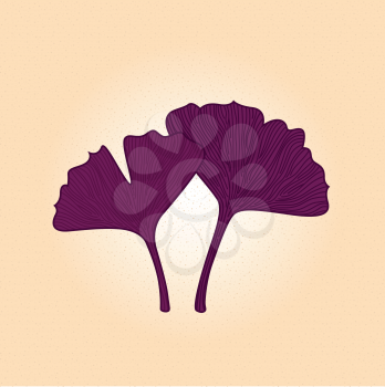 Hand drawn retro Gingko leaf. Vector Illustration