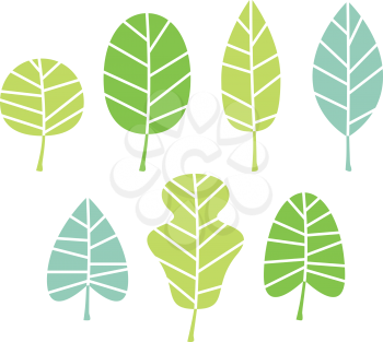 Abstract patterned leaves set. Vector Illustration
