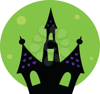 Haunted house silhouette. Vector cartoon Illustration
