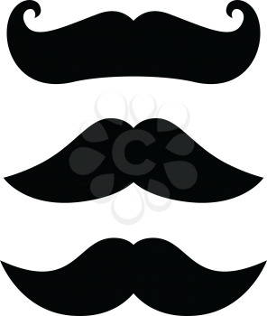Gantleman curly Mustache set. Vector Illustration