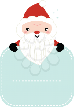 Christmas Santa holding blank banner with copy space. Vector Illustration