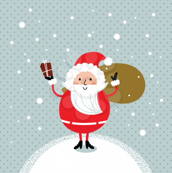 Happy Santa Illustration for christmas card. Vector