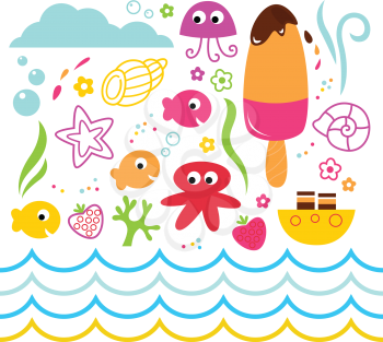 Underwater design elements for your party. Vector