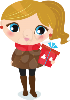 Little winter girl. Vector illustration