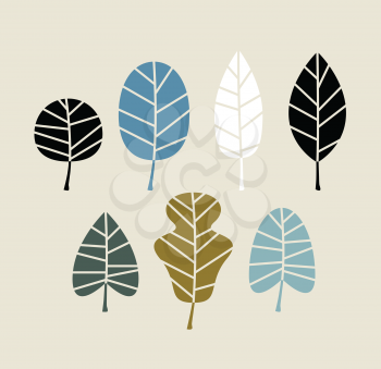 Royalty Free Clipart Image of Tree Leaves on a Beige Background