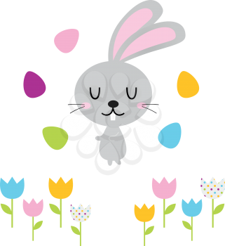 Beautiful adorable Easter bunny set. Vector Illustration
