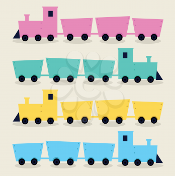 Colorful cartoon vehicles set. Vector Illustration