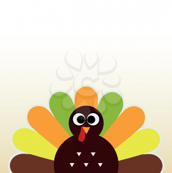 Colorful cartoon Turkey on background with copy space. Vector
