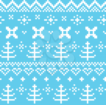 Traditional winter knitted pattern with trees