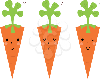 Cute Carrot cartoon collection. Vector Illustration
