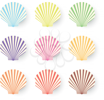 Beautiful pastel sea shell set. Vector cartoon Illustration