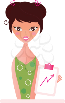 Beautiful woman with pink Chart growing up. Vector illustration
